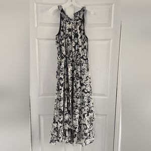 Floral Black and White Sleeveless Dress